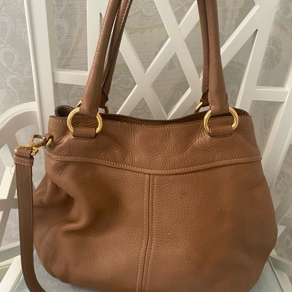 Prada Two Way Purse Handbag Vitello Pebbled Leather Caramel - Picture 5 of 13